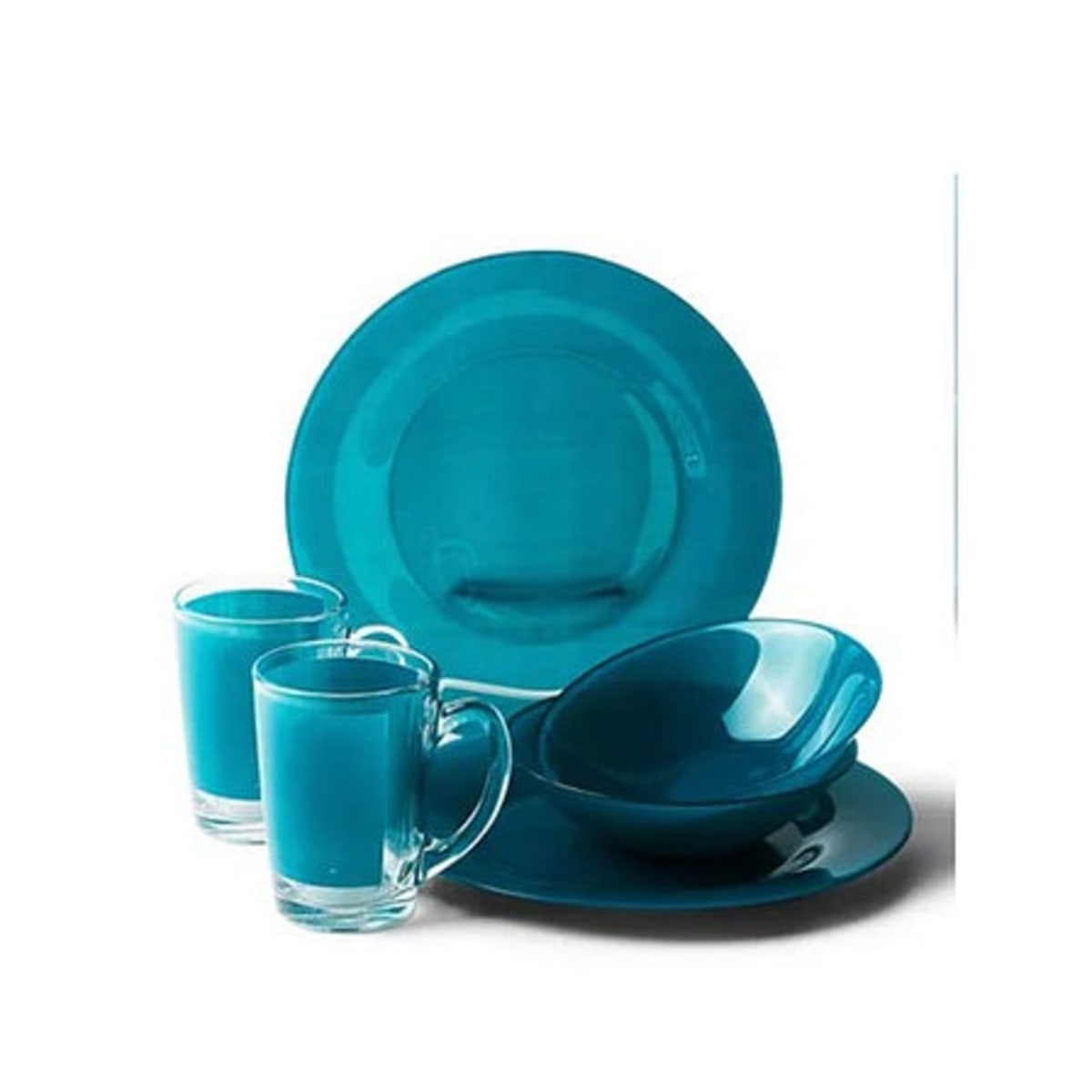 Turquoise glass dinnerware discount