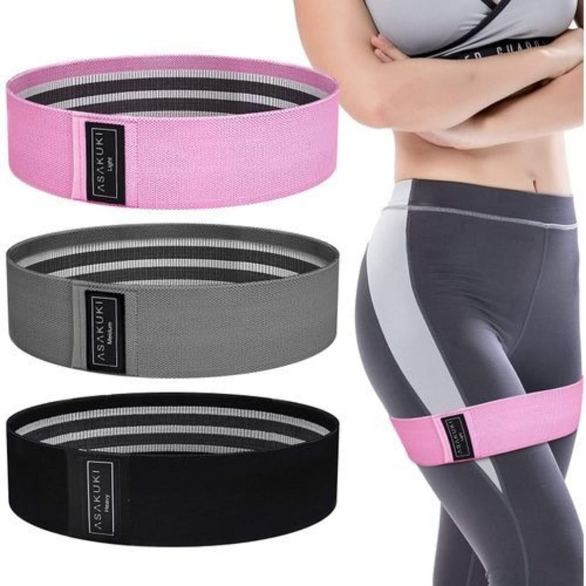 Fitness Yoga Sports Legs Butt Exercise Belt Resistance Band - 3pcs