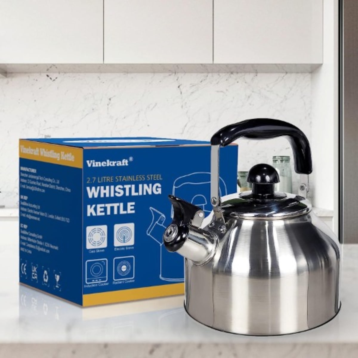 Camping Whistling Kettle Large Stovetop Kettles for Gas Stove or