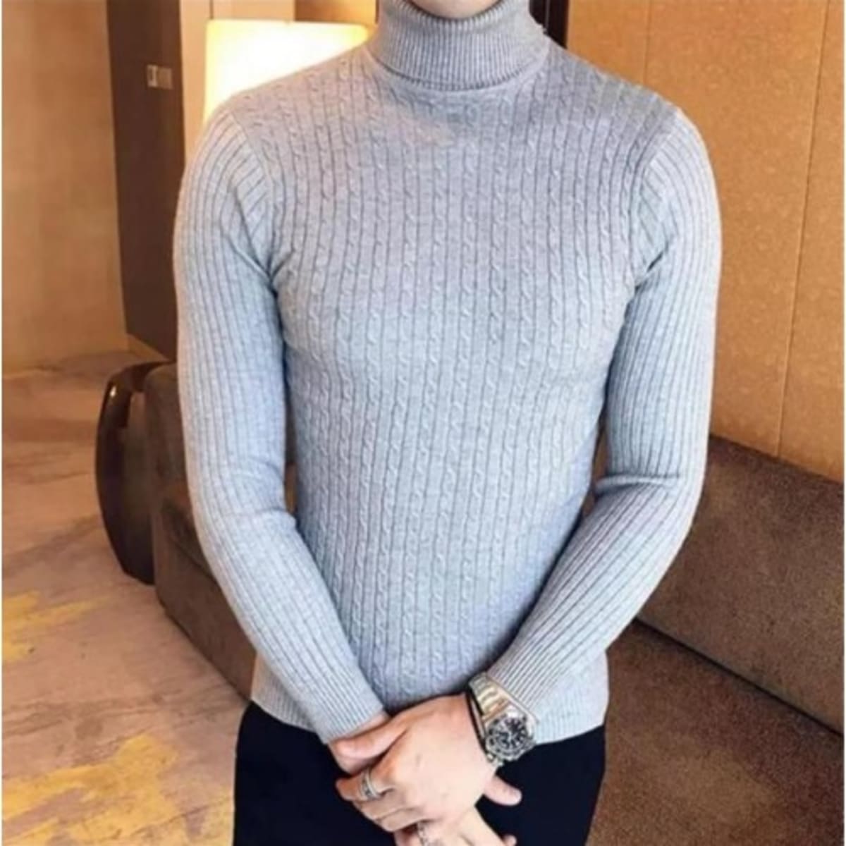 Mens turtle neck top sales
