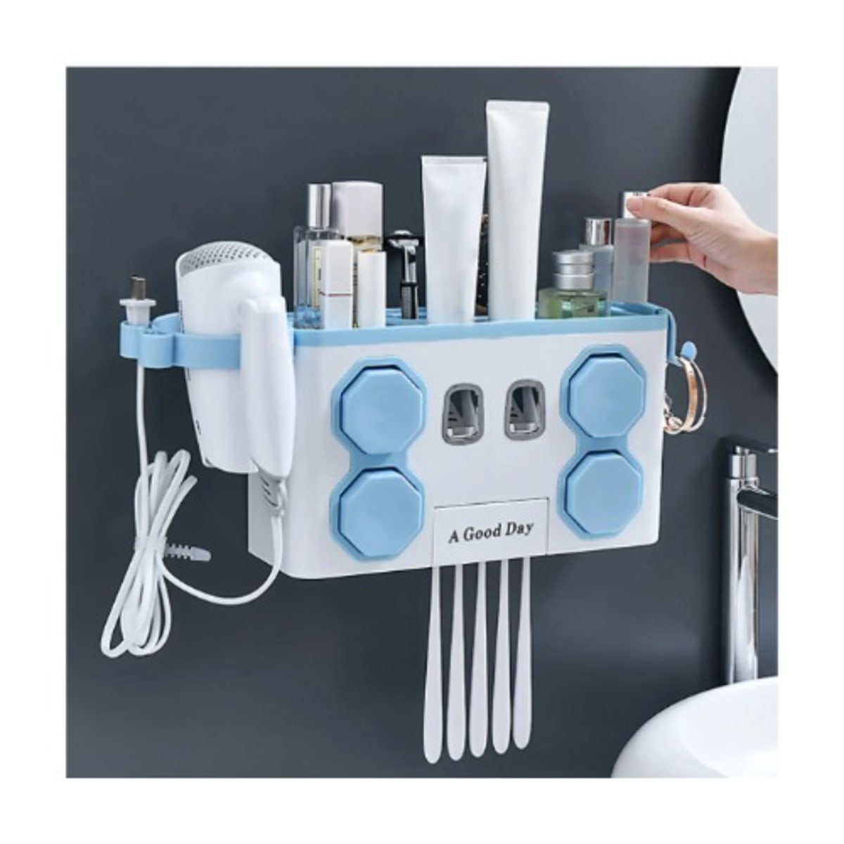 Toothbrush and toothpaste shop holder