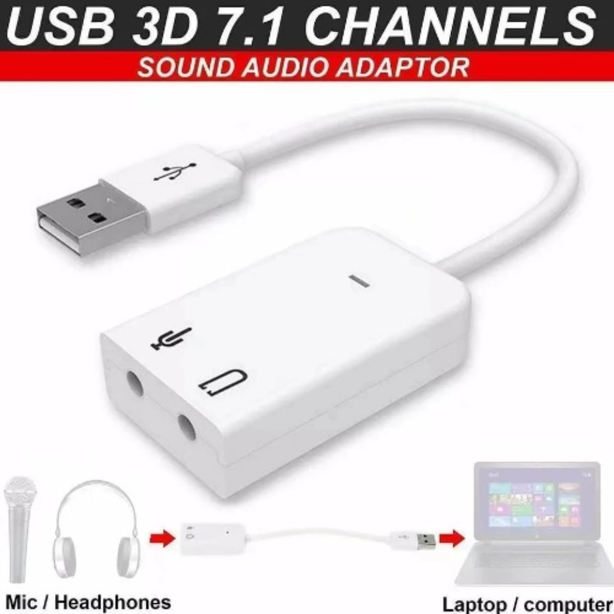 Usb 7.1 Channel 3d Virtual External Audio Sound Card Adapter For Laptop  Desktop