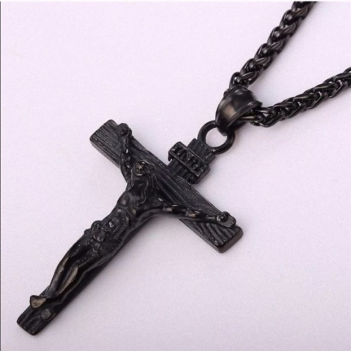 Black jesus cheap cross necklace