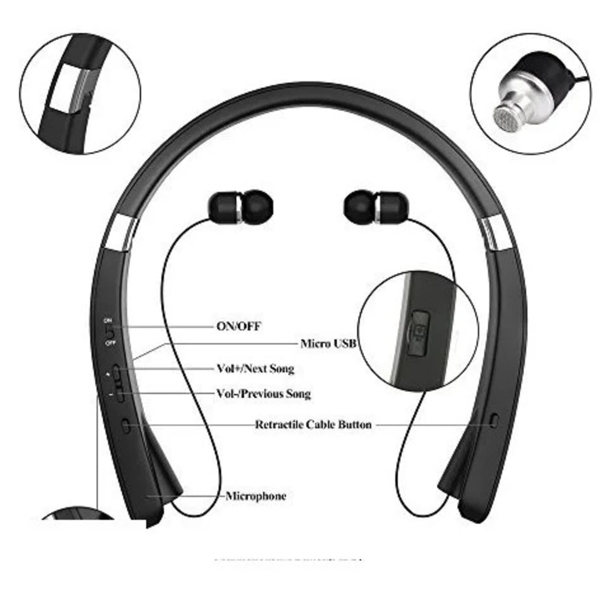 Retractable hotsell bluetooth neckband