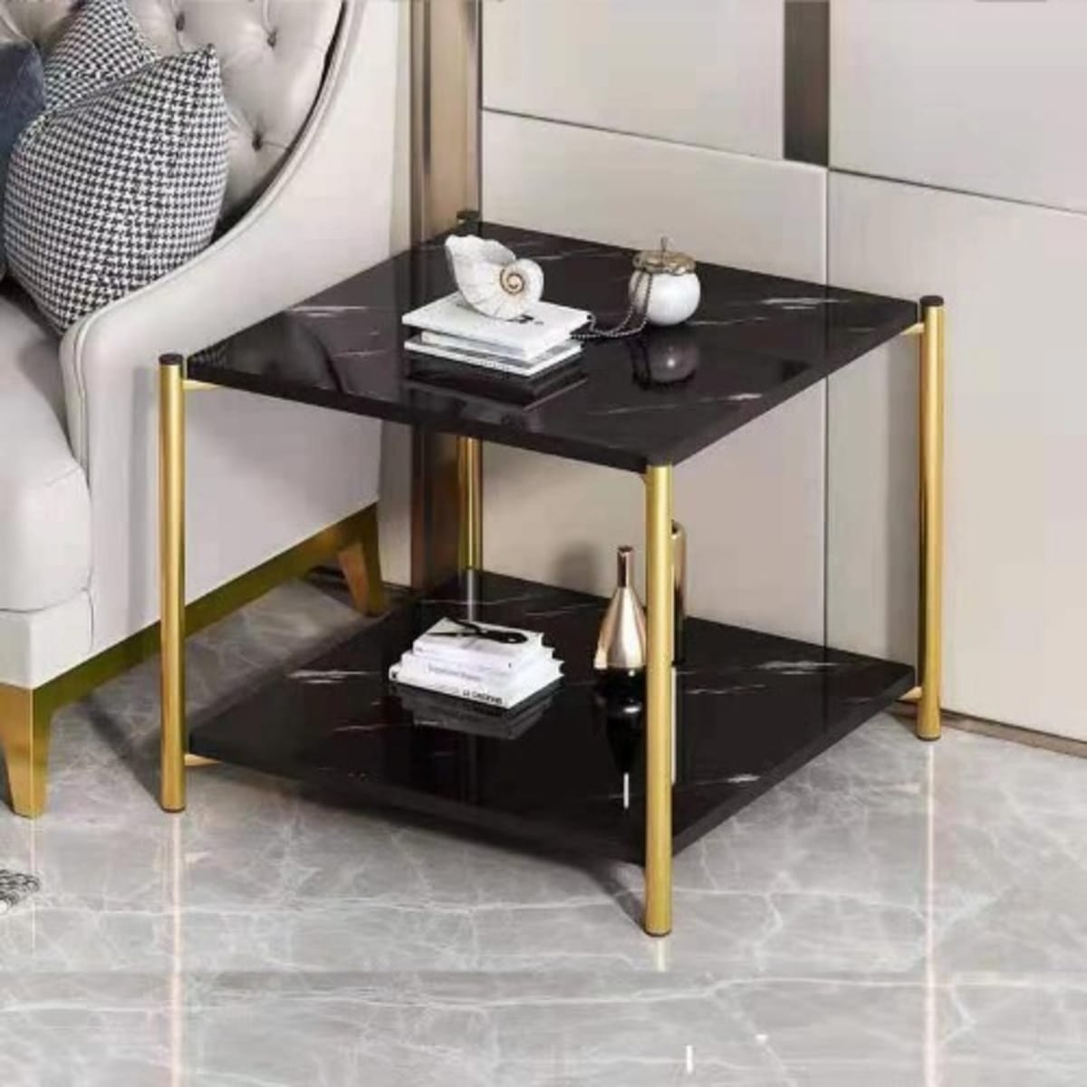 Corner of shop a square table