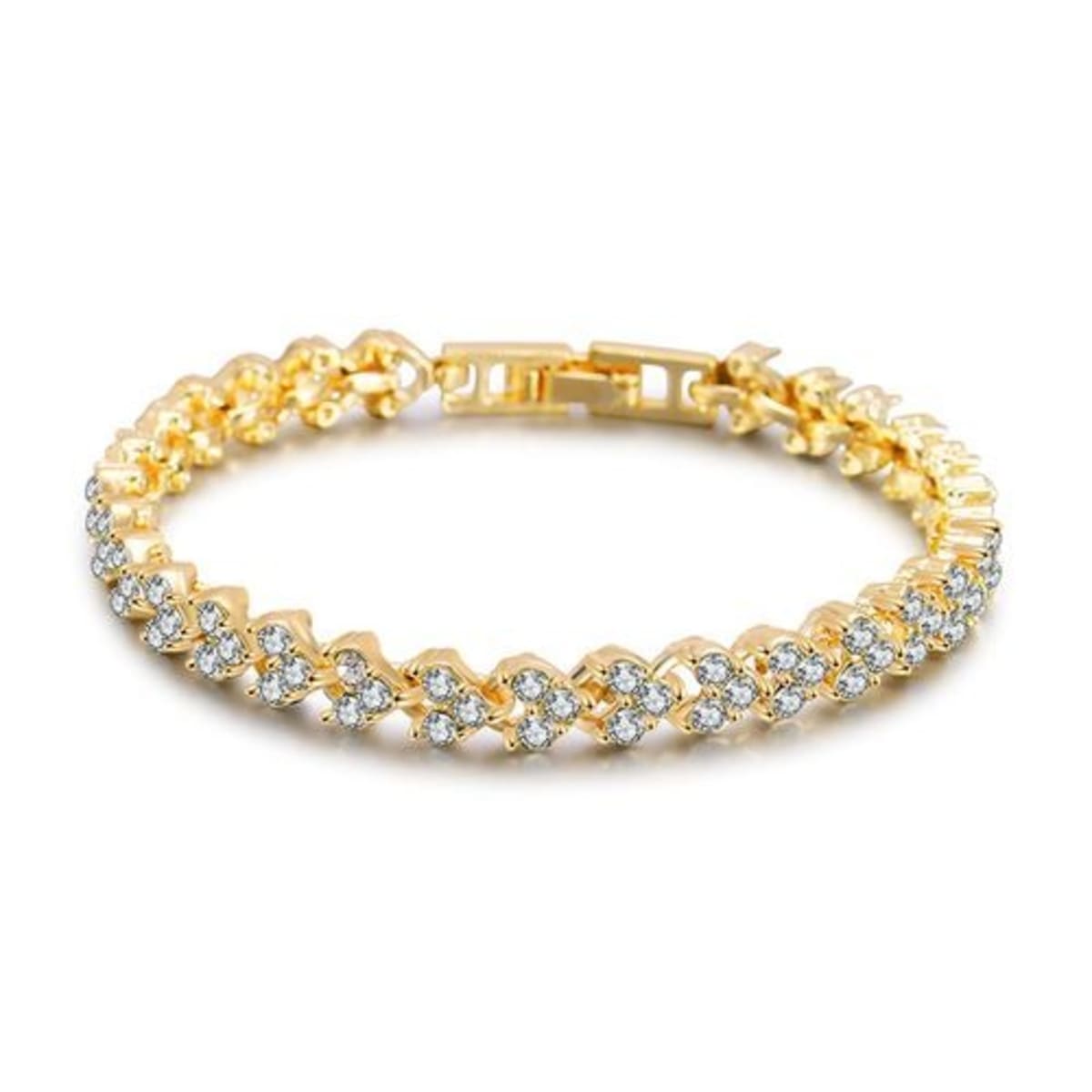 Female Crystal Bracelet With Artificial Diamond Gold Konga