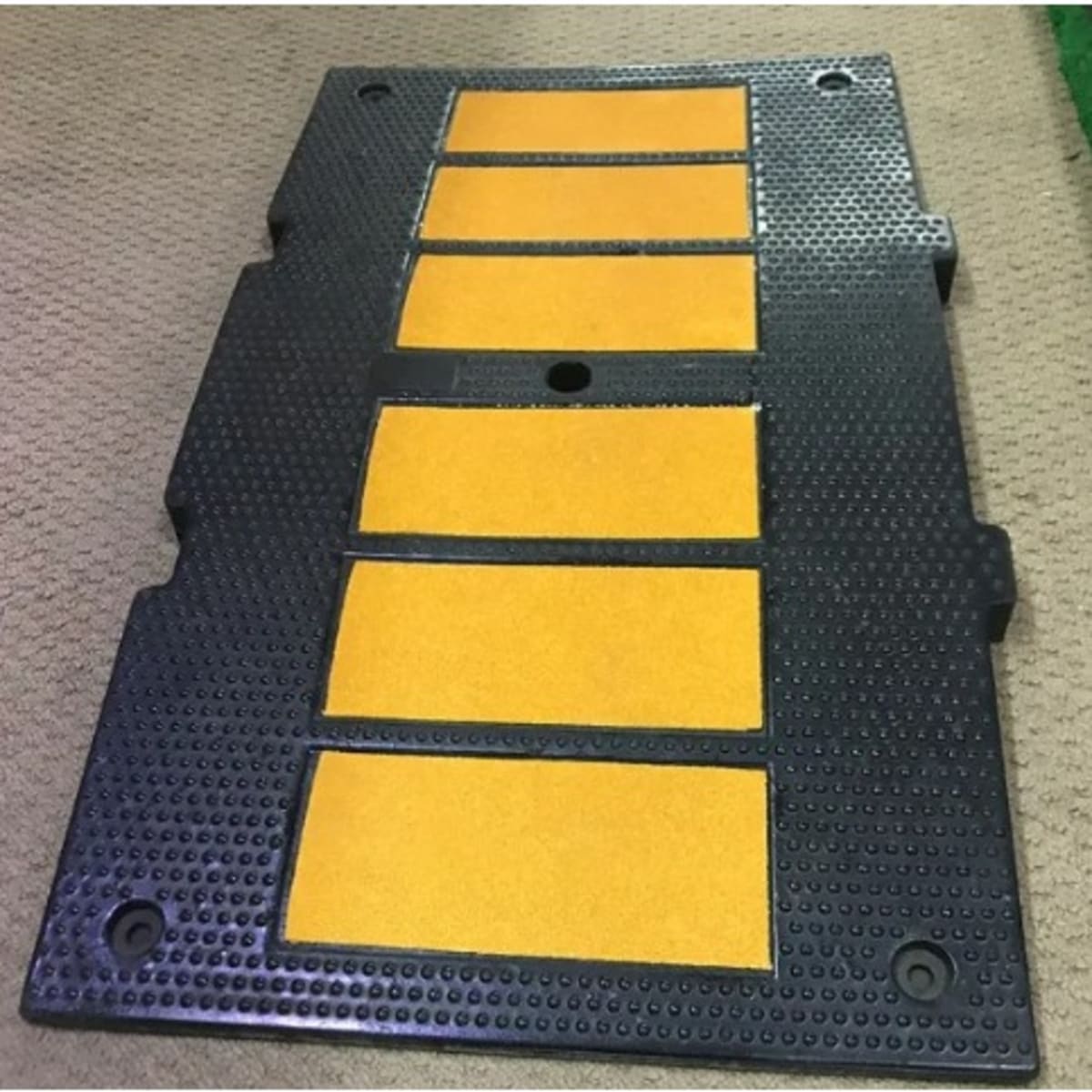 Rubber Traffic Speed Breaker Hump - Yellow/Black - 900mm X 500mm X 50mm - 1  Piece - Without End Cap