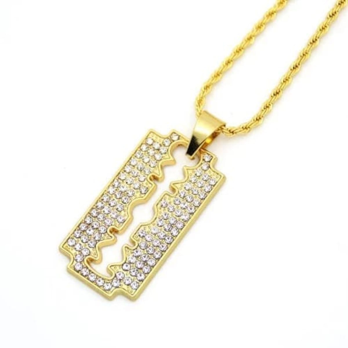 Iced out hotsell razor blade pendant