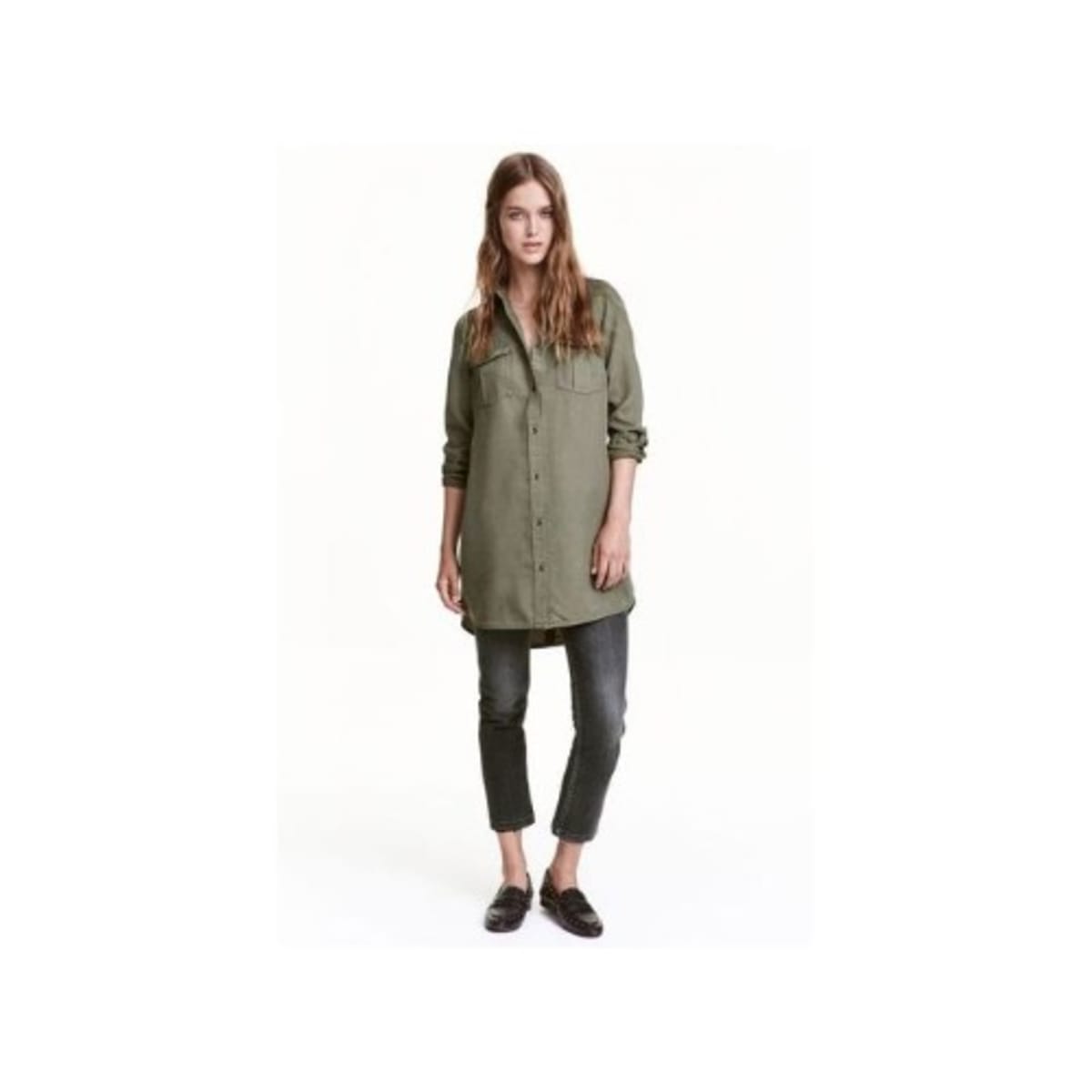 H M Long Sleeved Long Denim Shirt Konga Online Shopping