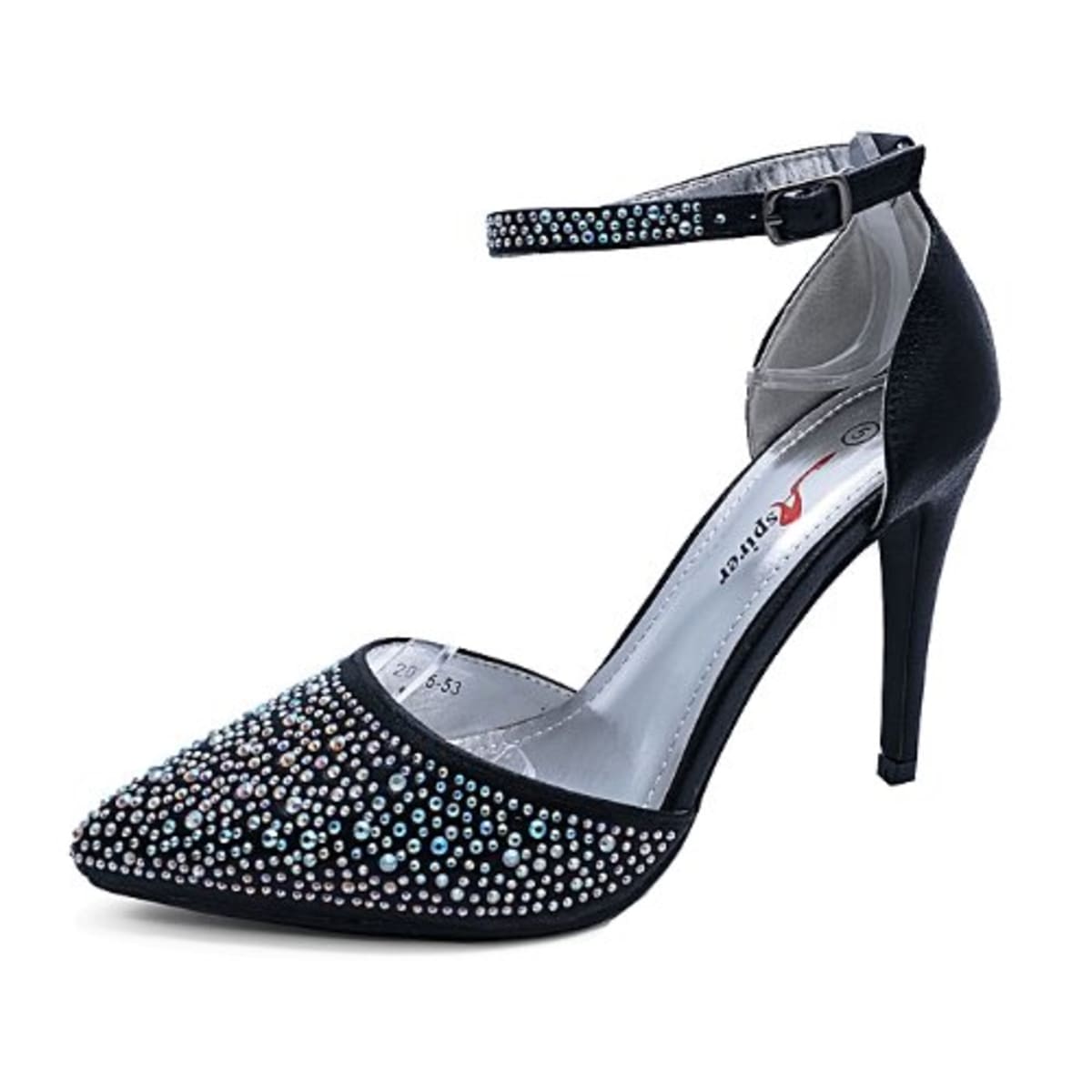 Ladies black hotsell diamante shoes