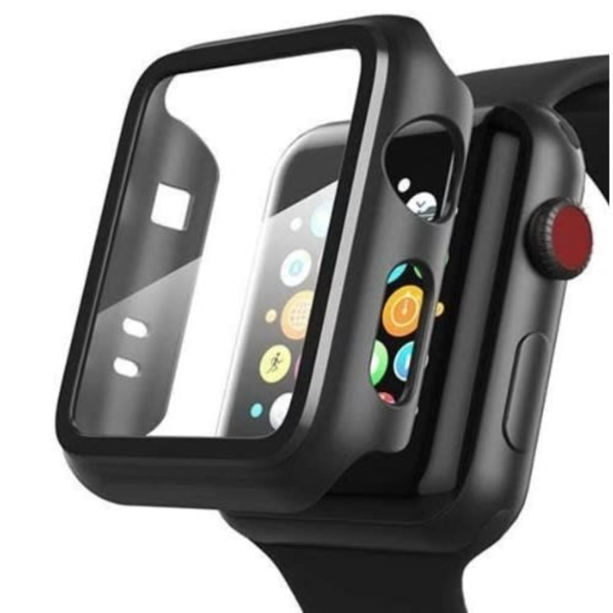 Case With Built in Tempered Glass Screen Protector 38mm Black