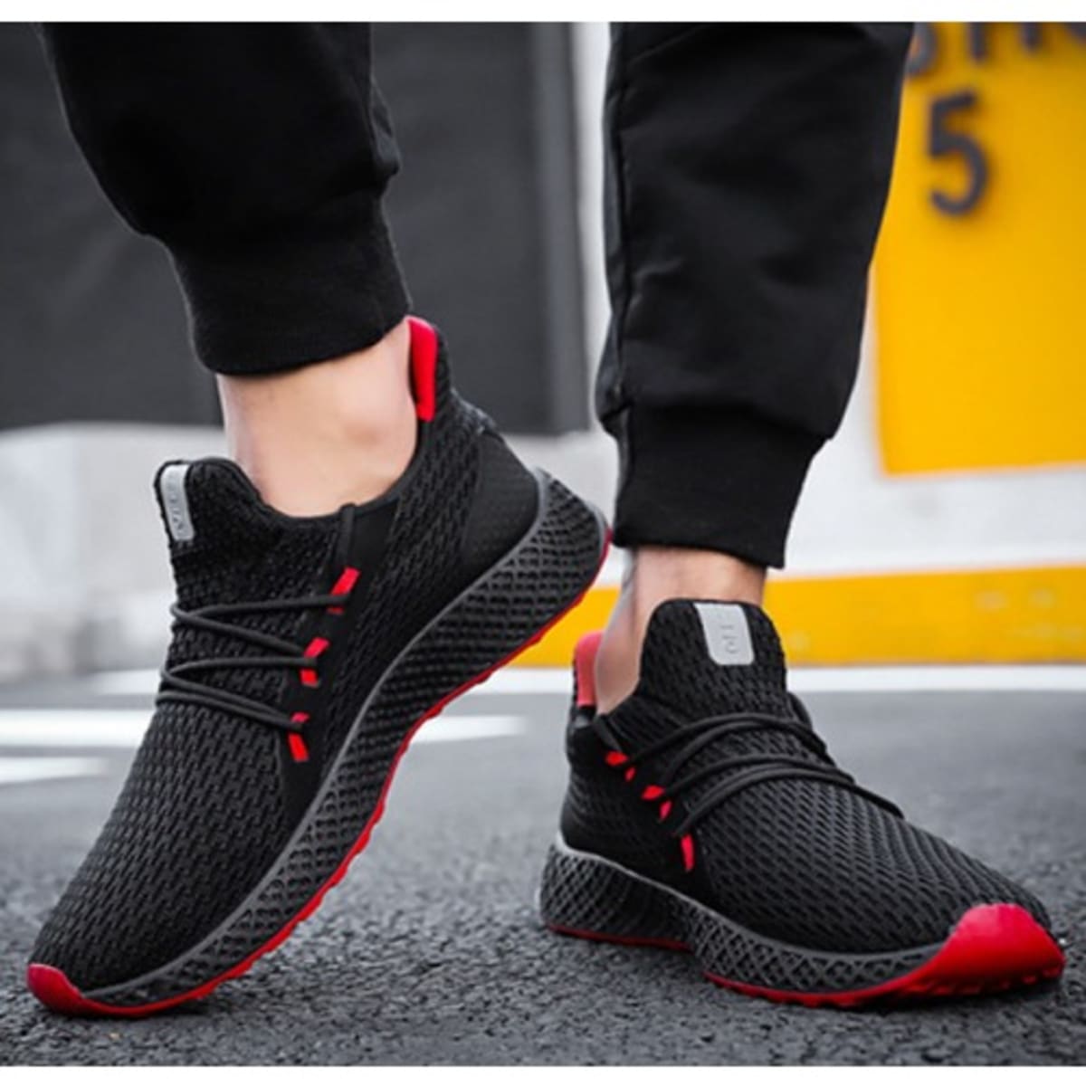 Unisex Pedal Lightweight Breathable Sneakers Black Konga
