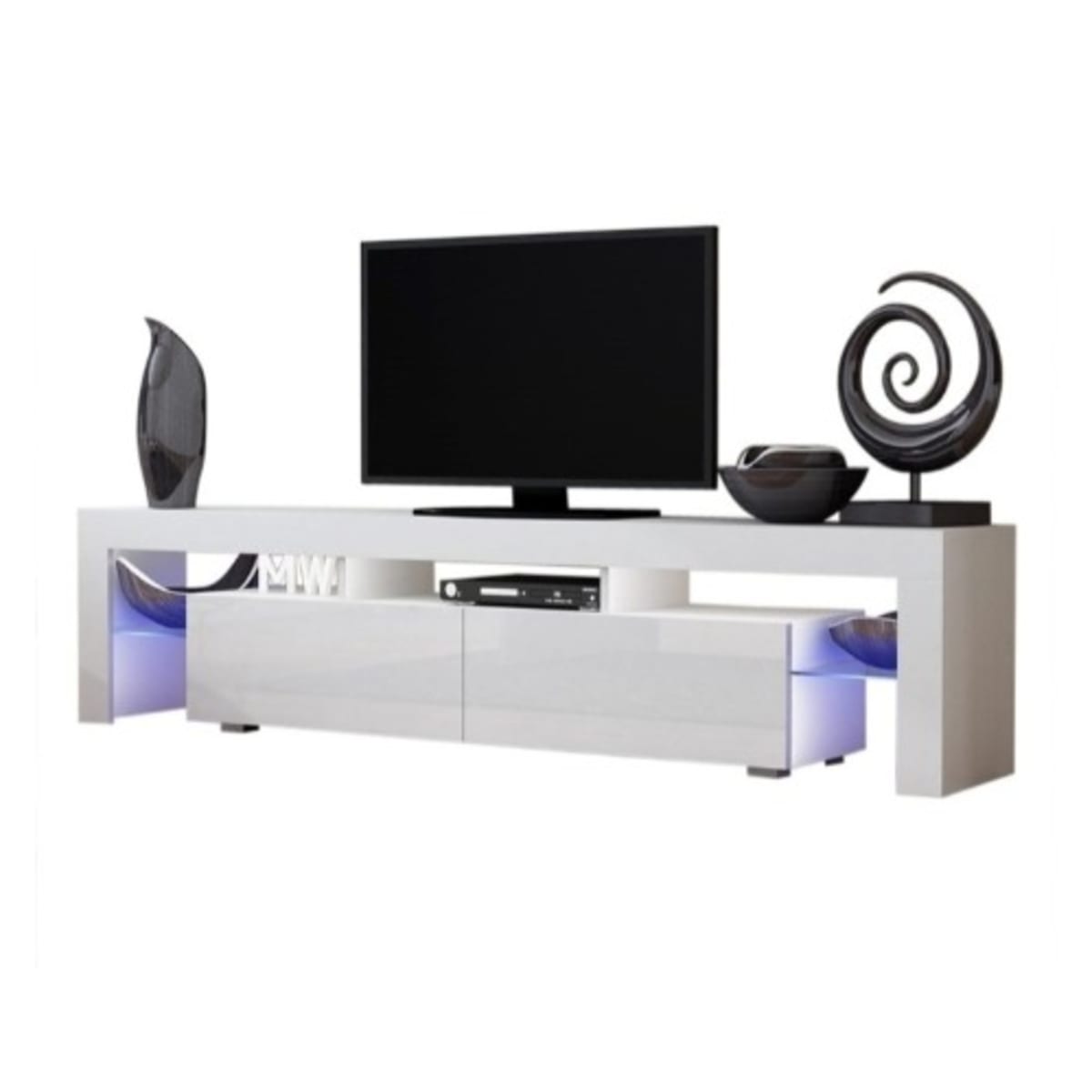 Milano white tv stand with led lights discount