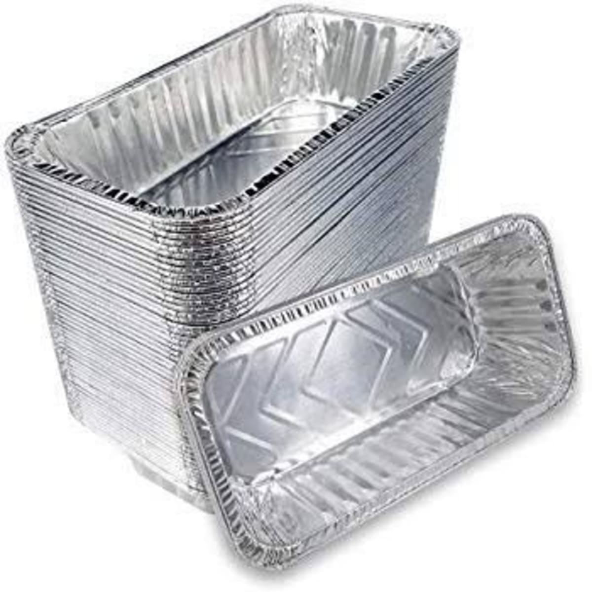 50pcs Disposable Aluminium Foil Food Container Trays with Lid