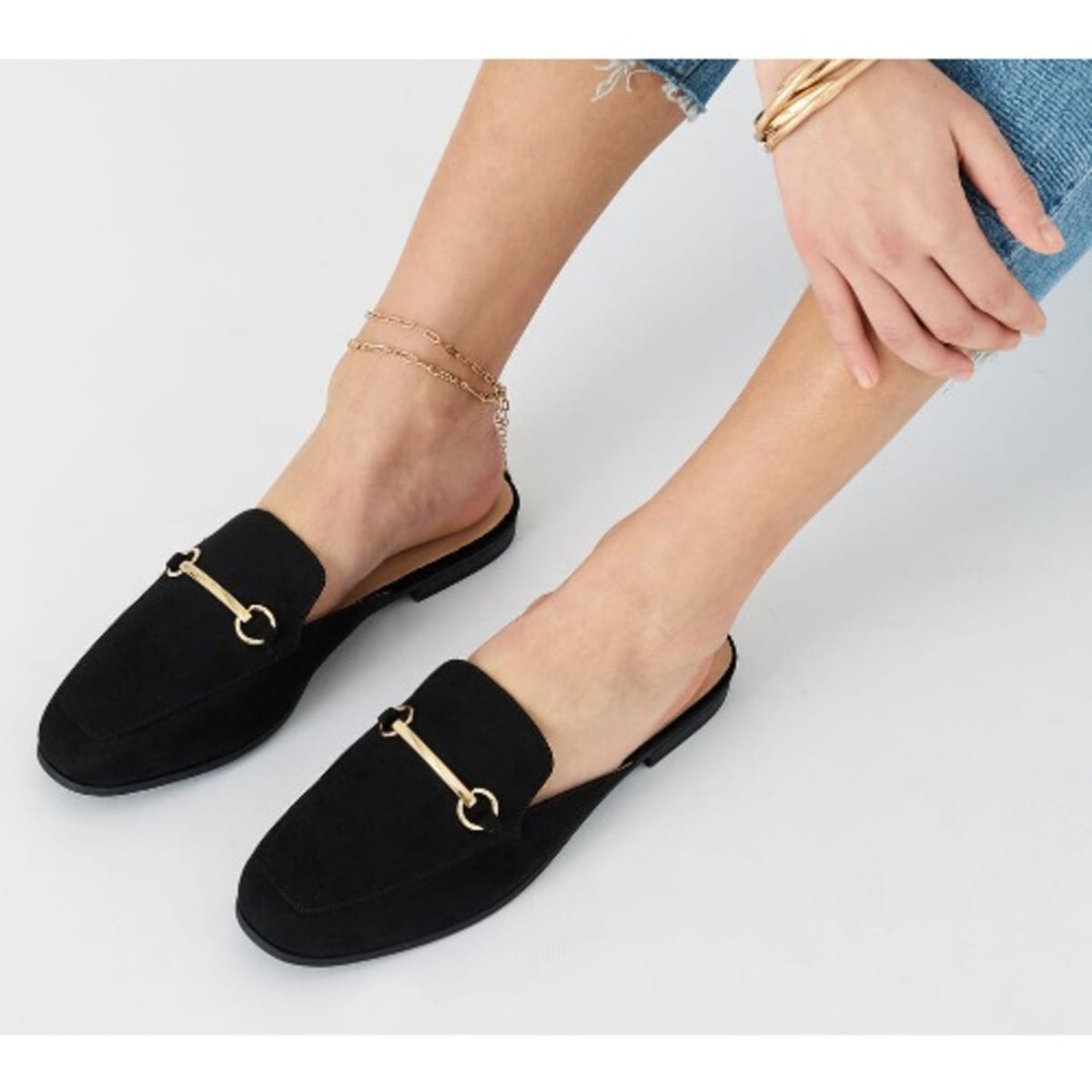 Black loafers sales backless