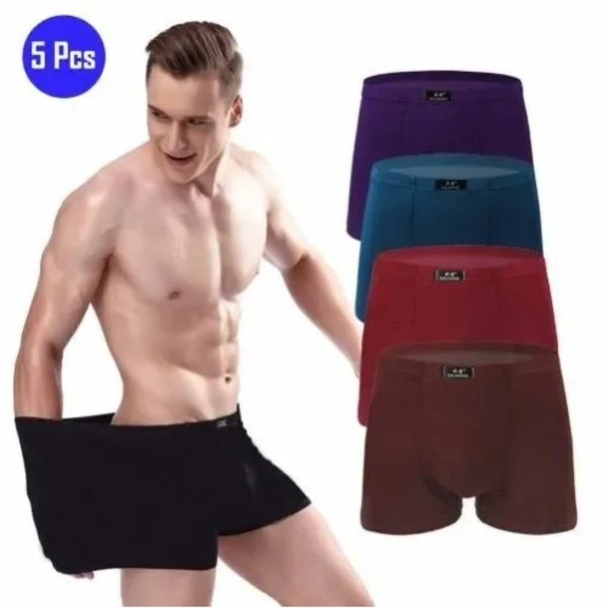 Pack Of 5 High Rise Plain Boxers