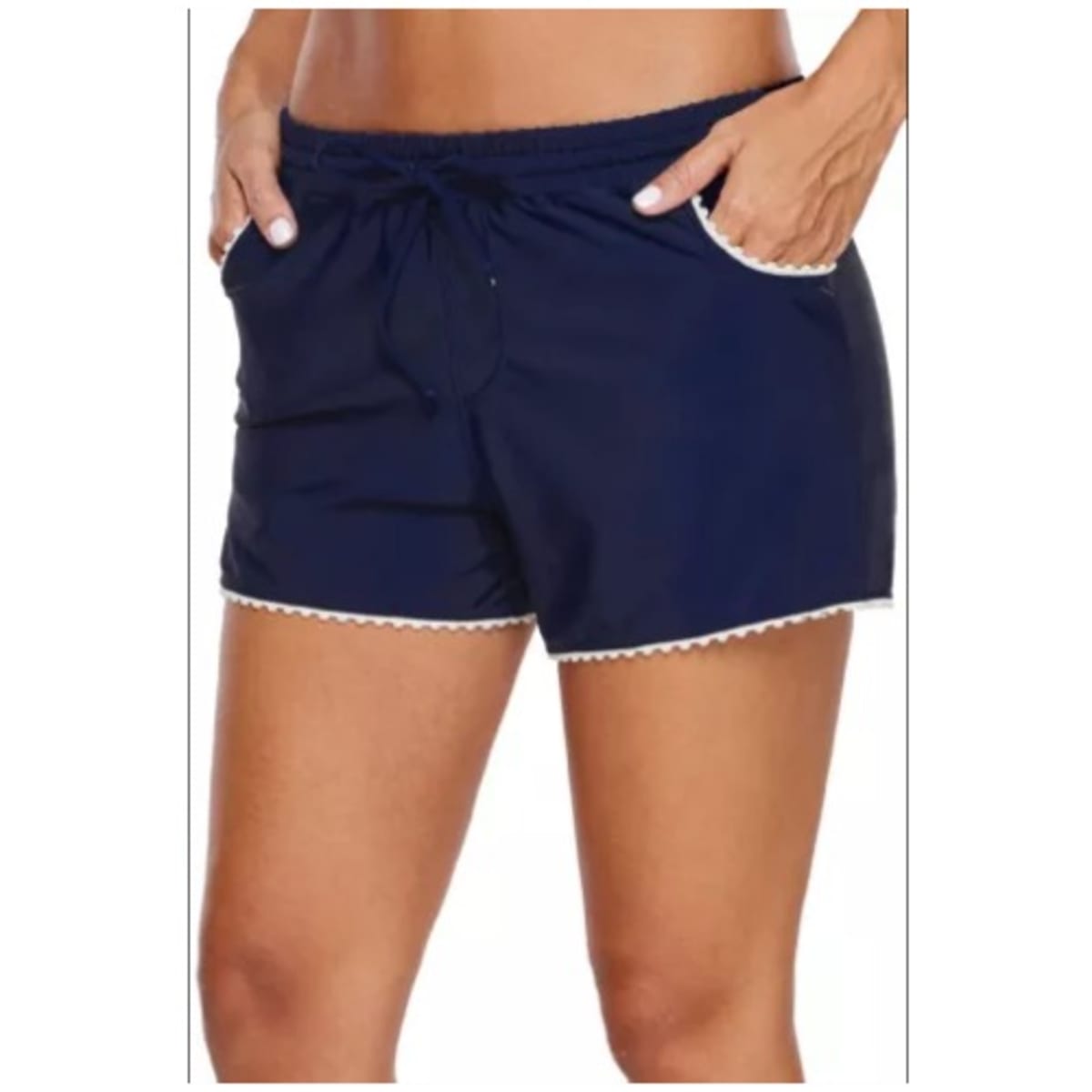 Navy scalloped cheap shorts
