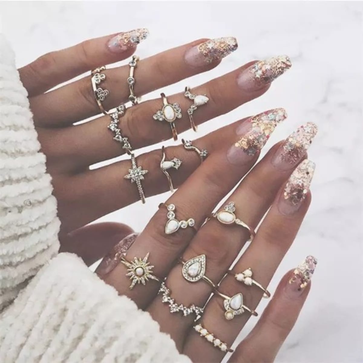 Knuckle Ring Set 16pieces Gold Konga Online Shopping