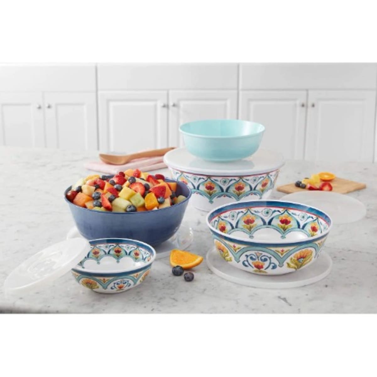  Member's Mark 5-Piece Melamine Mixing Bowl Set with Lids (Karma  Wildflowers): Home & Kitchen