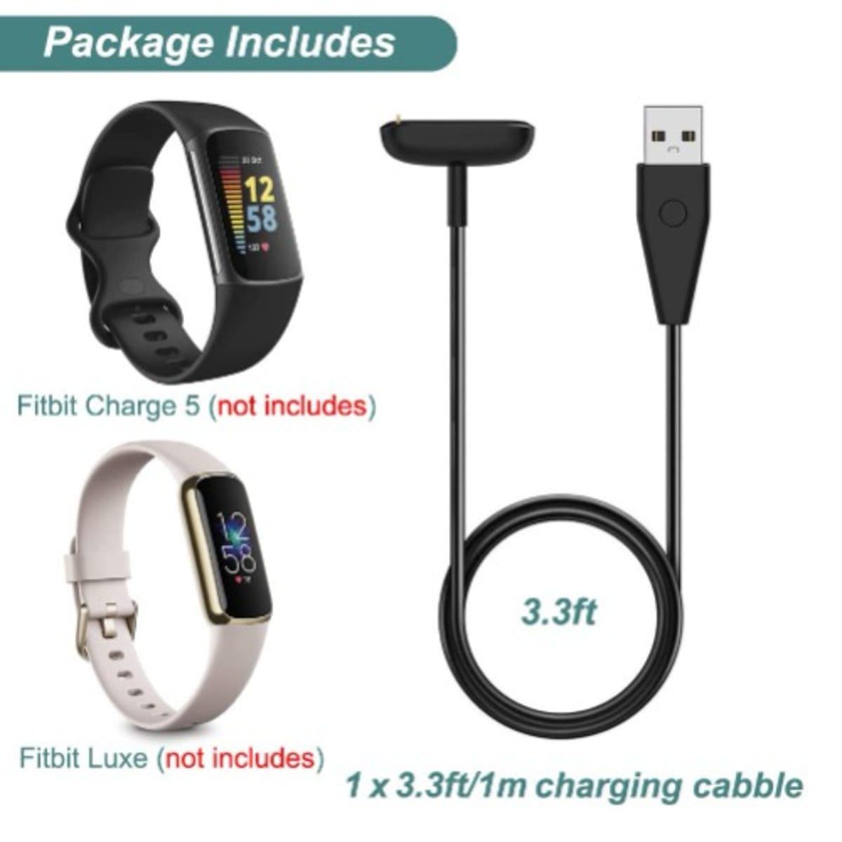 Charging Cable  Shop Fitbit Charge 6, Charge 5 & Luxe Accessories