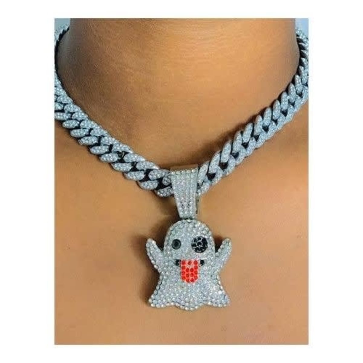 Iced out ghost pendant online