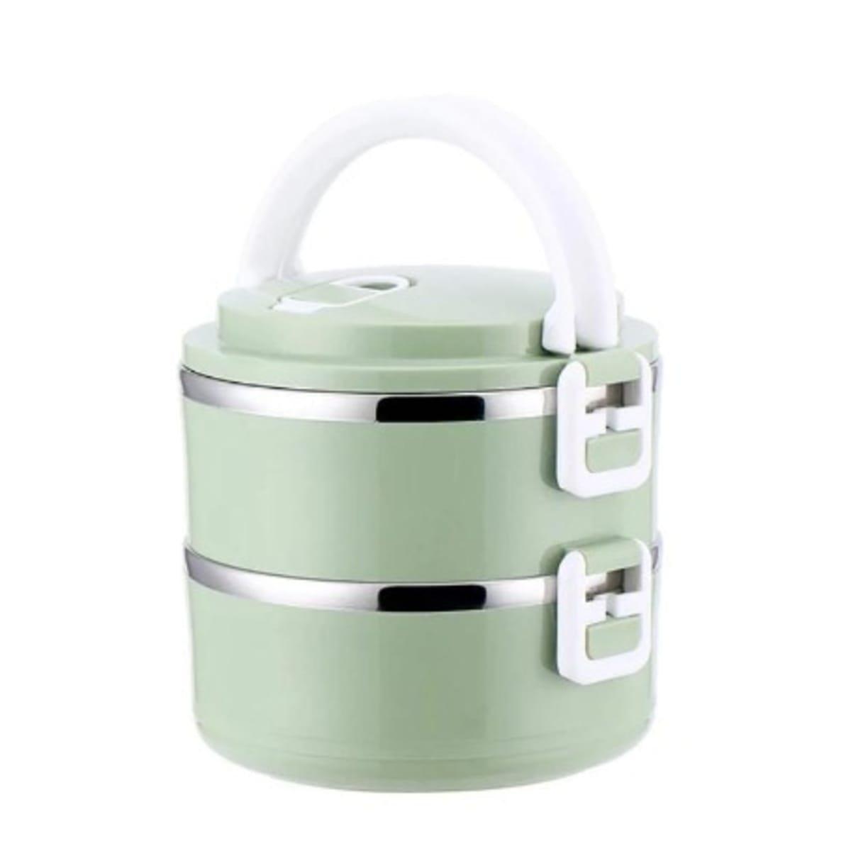 Green and White Stainless Steel Lunch Box