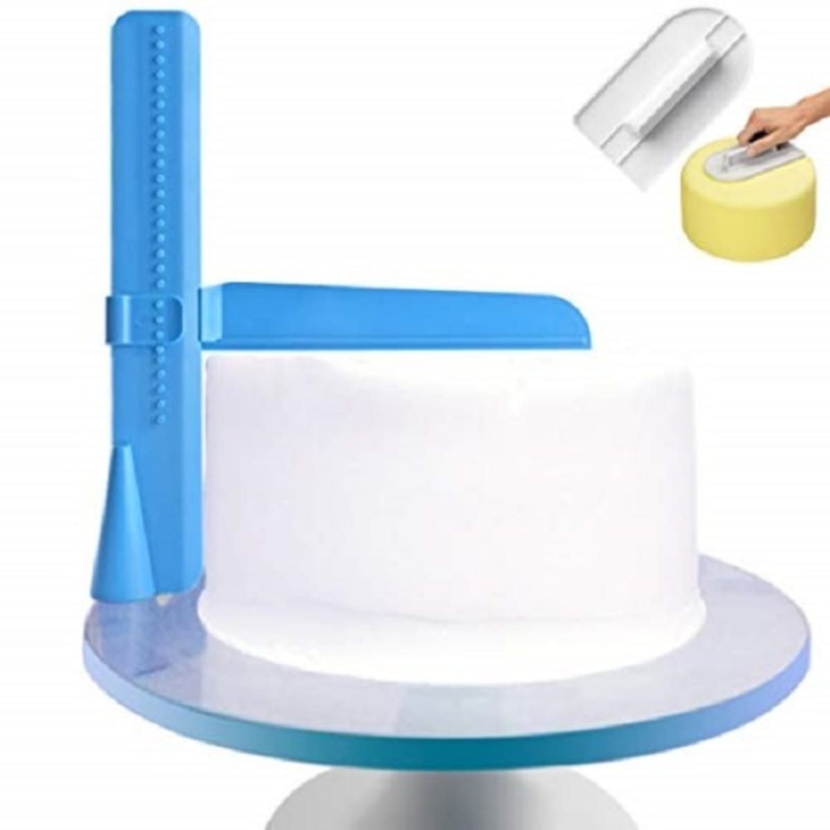 1pc Blue Adjustable Height Cake Smoother, Buttercream Smoother, Fondant  Scraper, Baking Chocolate Spreader, Jam Spatula | SHEIN