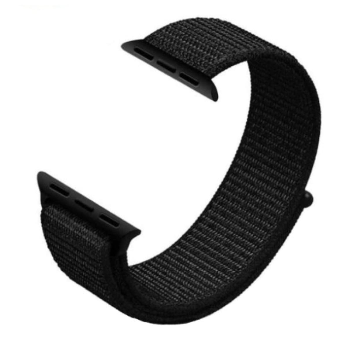Woven Nylon Fabric Strap For Apple Watch 42 44mm Black Konga