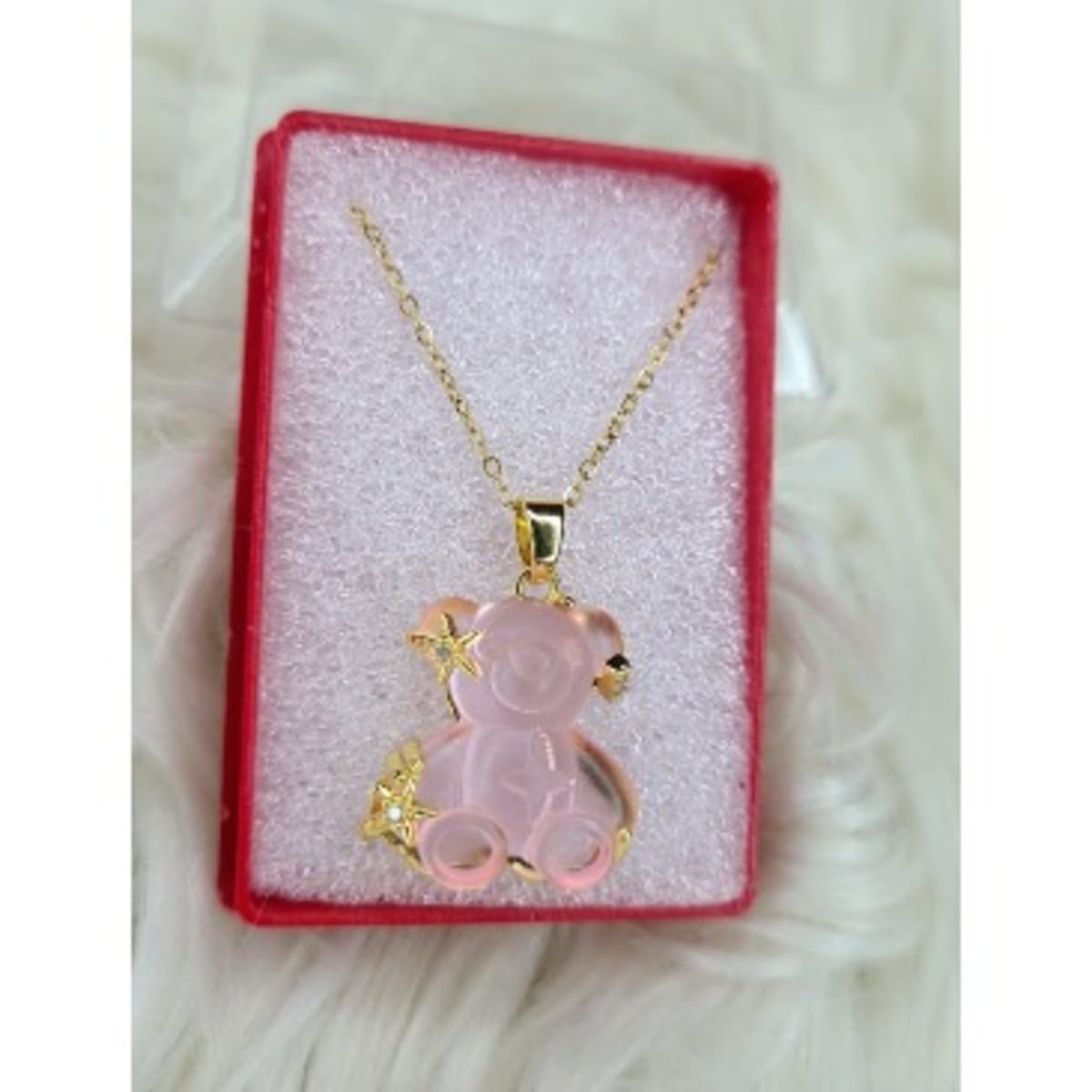 Pink teddy cheap bear necklace