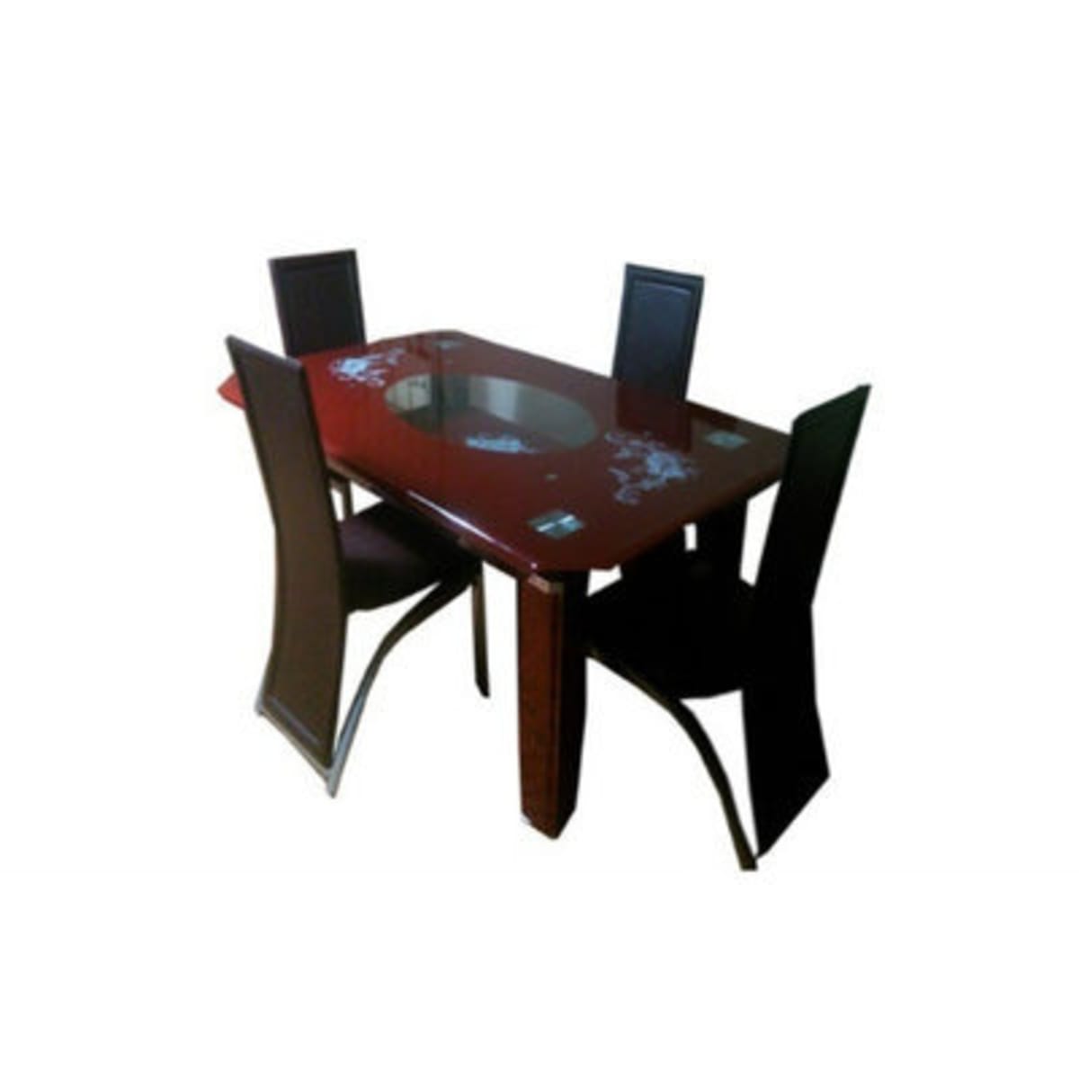 Glass top dining table online set 4 chairs