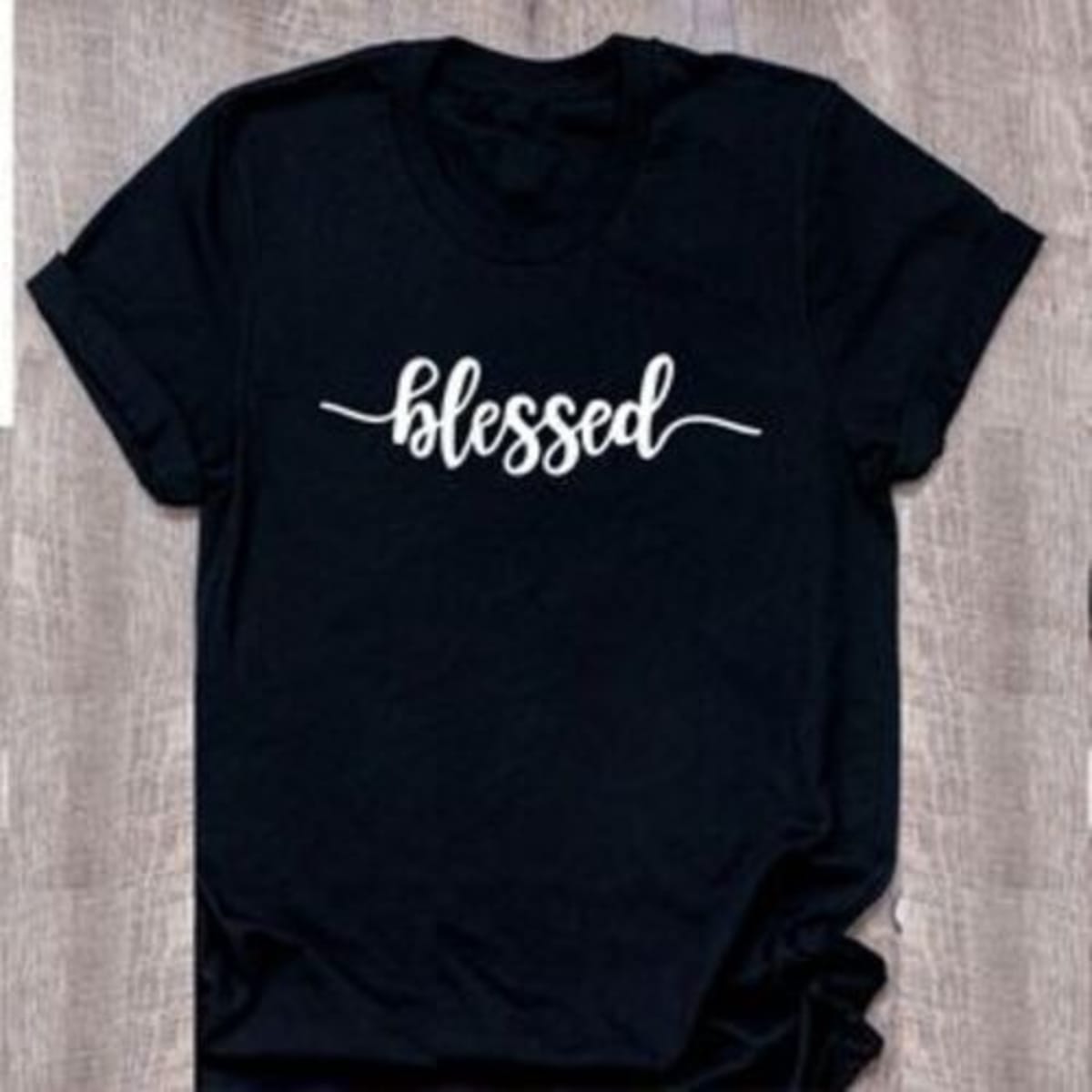 Round Neck T shirt With Blessed Design Black Konga Online Shopping