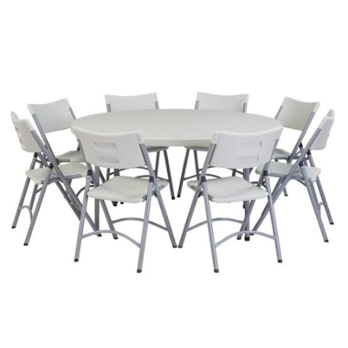 Round Plastic Folding Table 5ft And 10Pieces Of Plastic Chairs