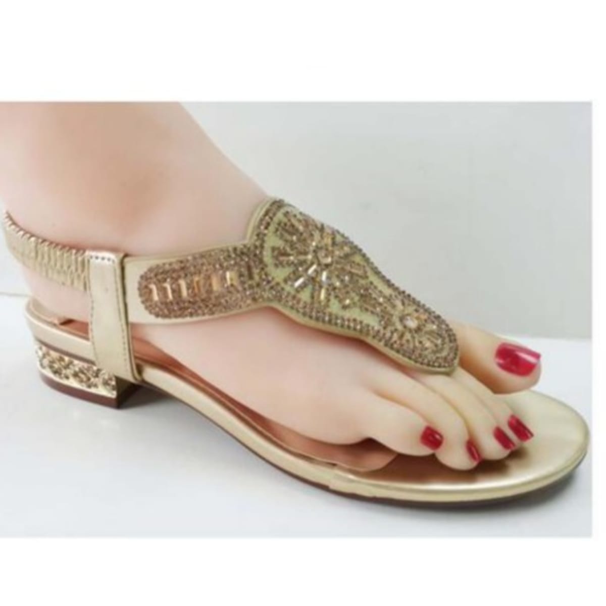 Fancy gold best sale flat sandals