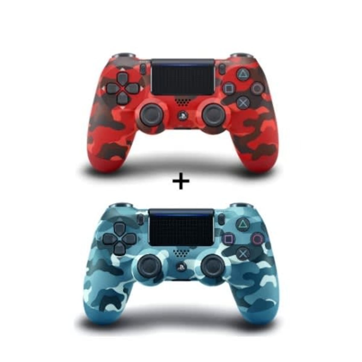 Sony Ps4 Gamepad Controller With Touchpad Lightbar - Red And Blue Camo -  2pieces