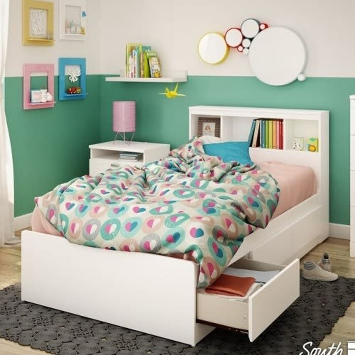 J Best Captain s Bed Frame With Bookcase 3ft By 6ft White