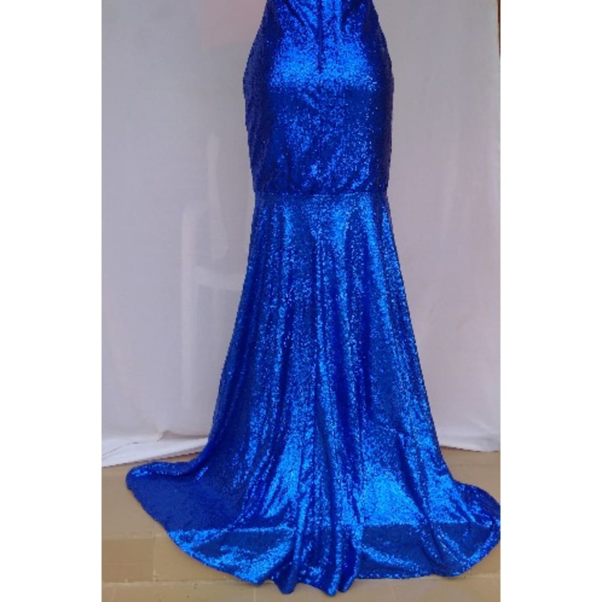 Metallic Blue Mermaid Women s Dinner evening Gown
