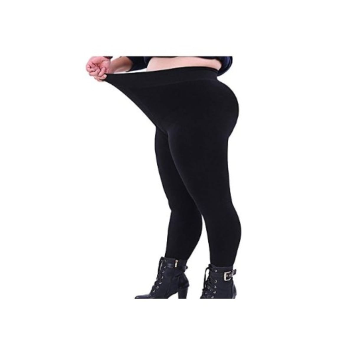 Fashion Front Plus Size Full Length Fleece-lined Leggings - Black