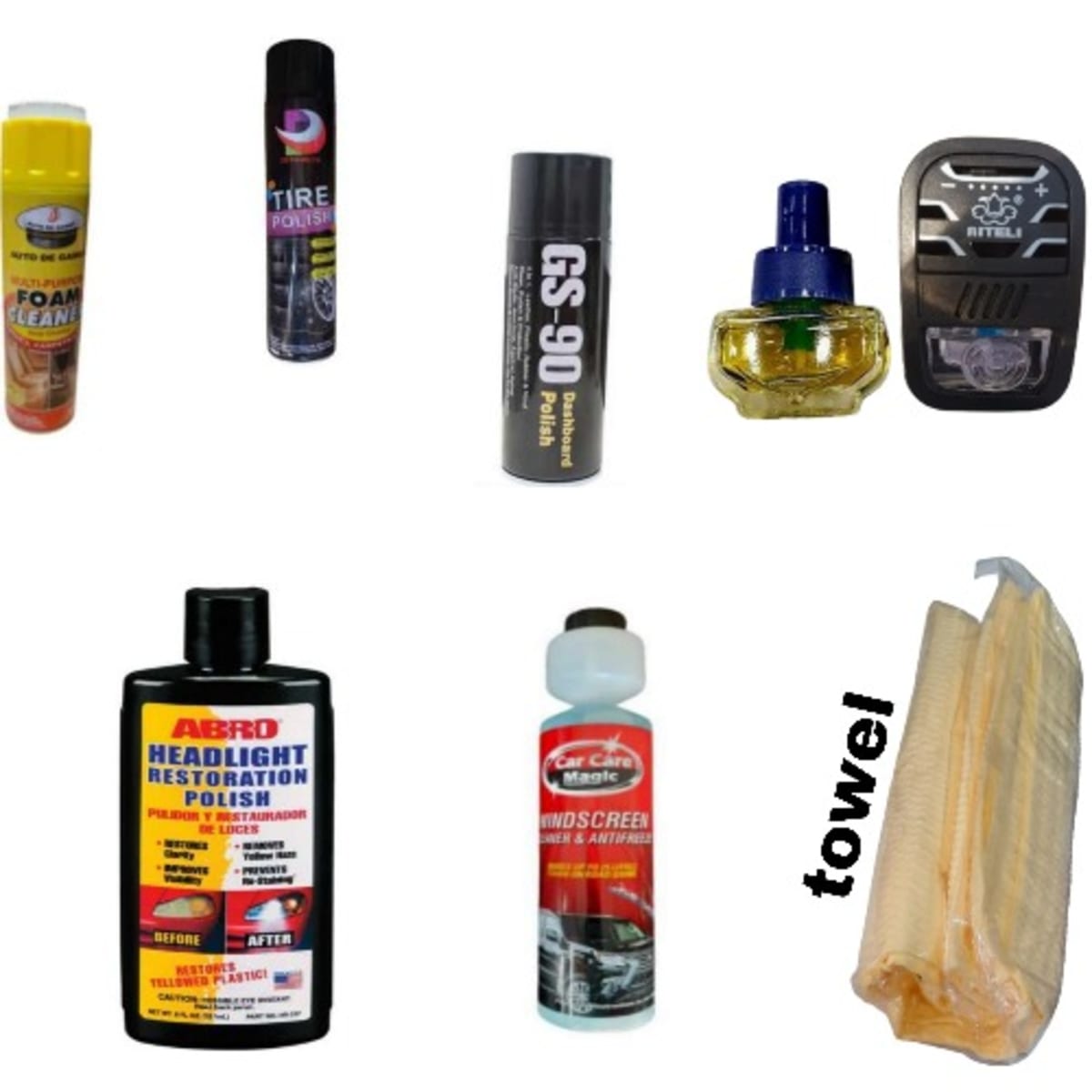 Car Interior & Exterior Care Products- 7 Items