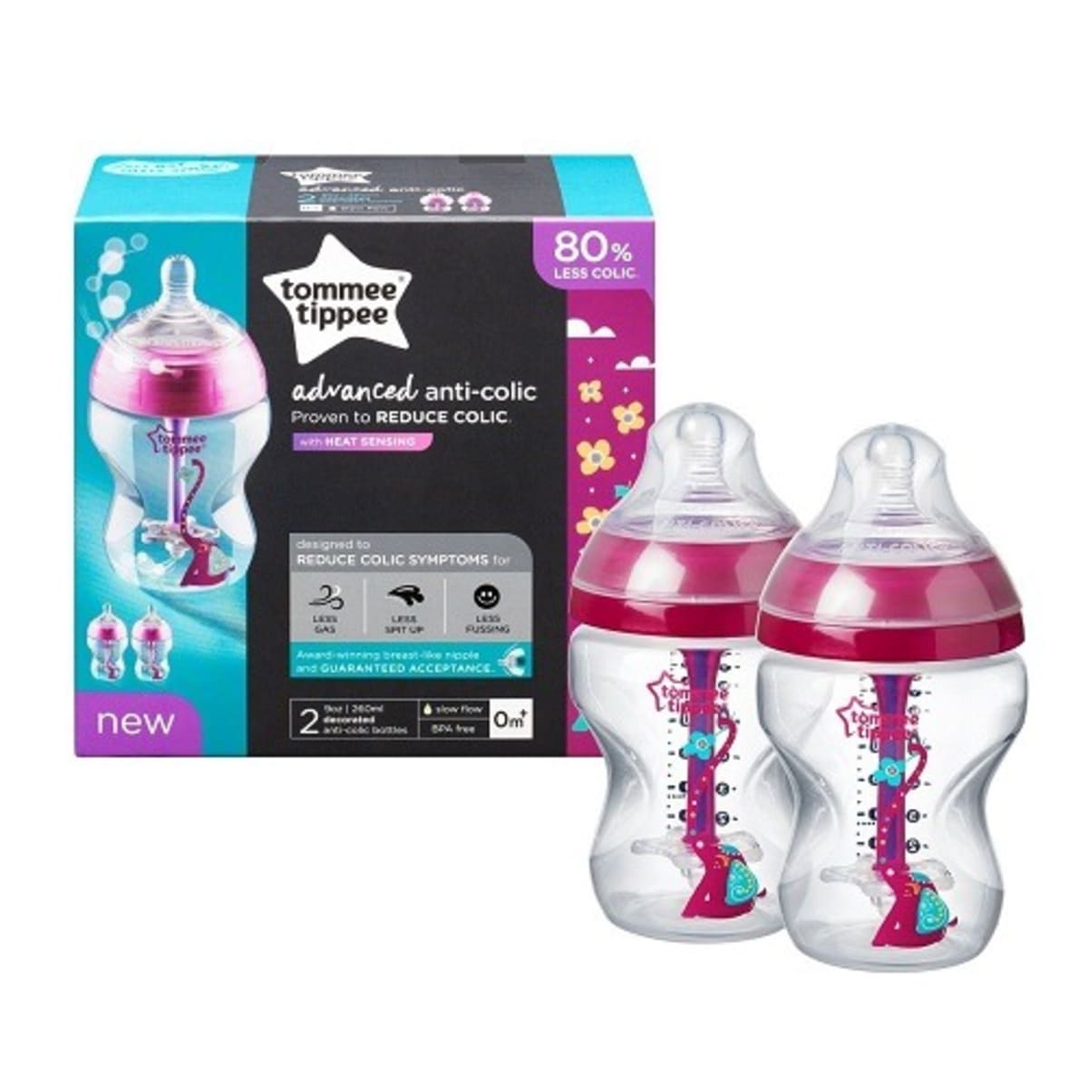 Tommee tippee shop colic bottles pink