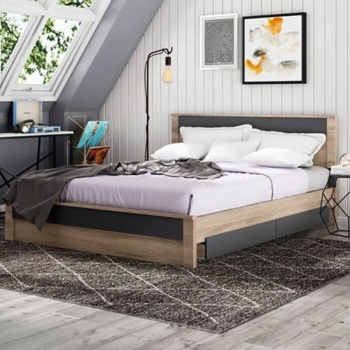 Platform queen bed with storage sale