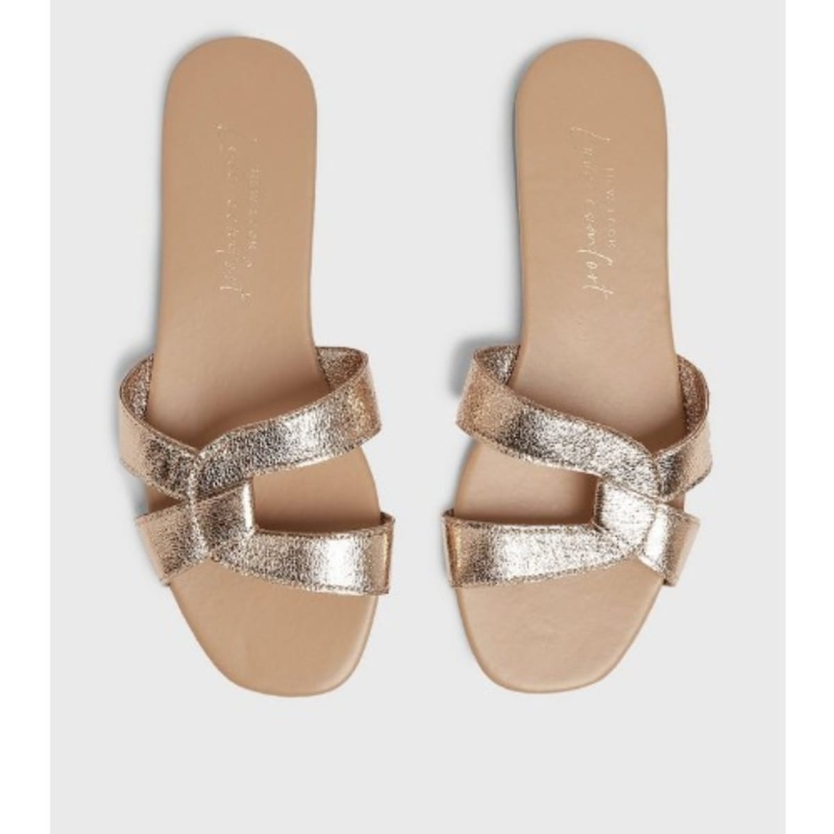 New Look Rose Gold Metallic Cross Strap Sliders Konga Online