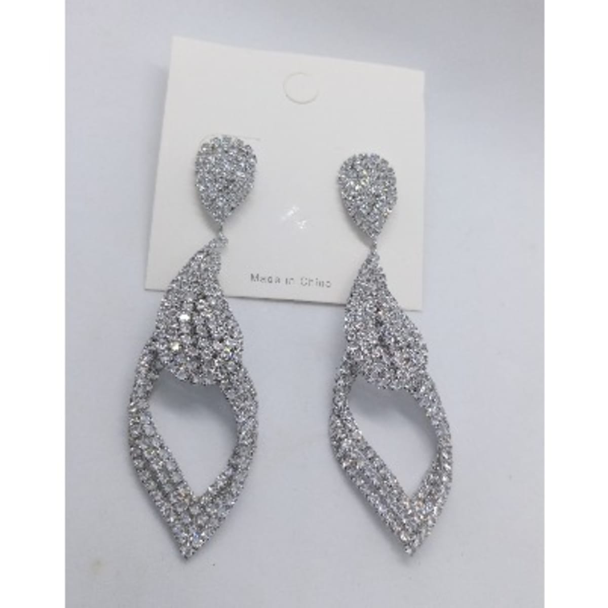 Silver rhinestone drop deals earrings