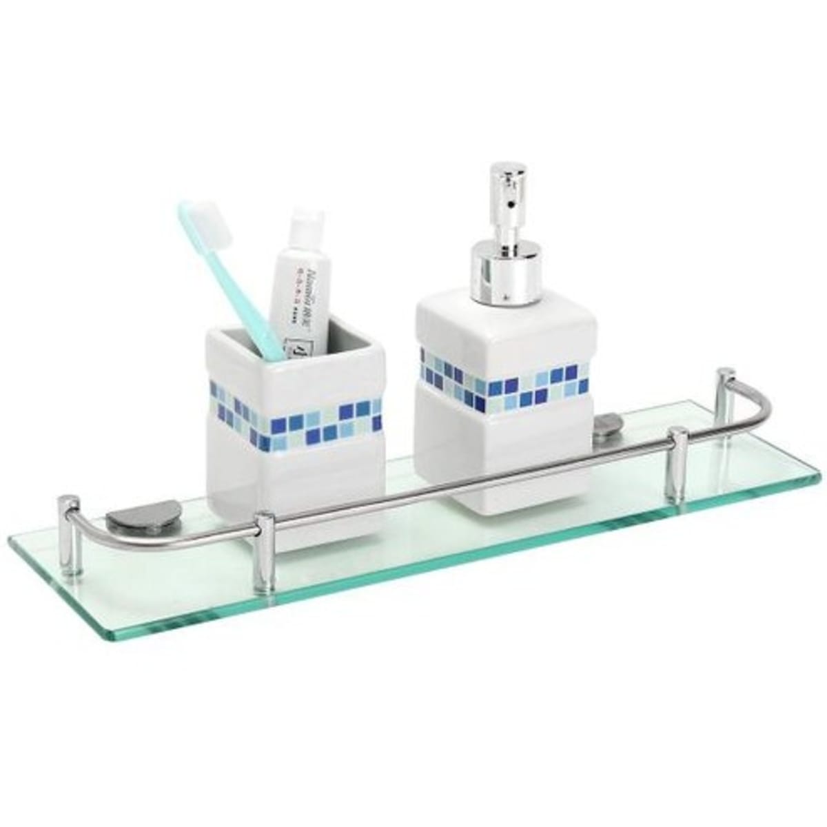 Single glass bathroom shelf outlet