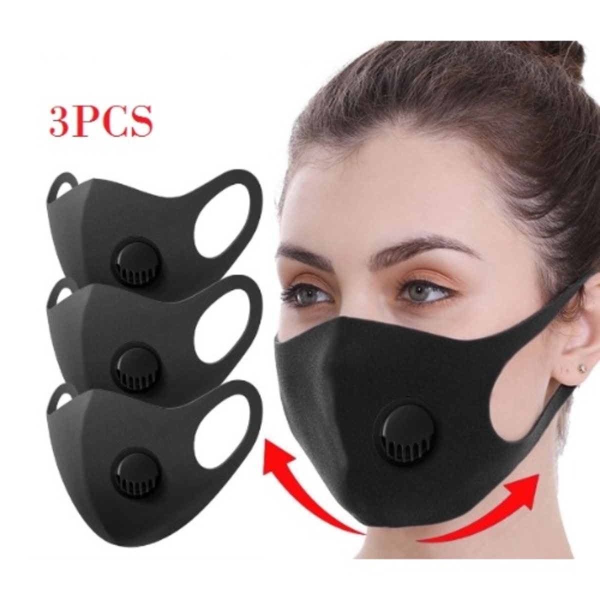 Double Protection Face Mask With Breathing Valve - 3 Pieces