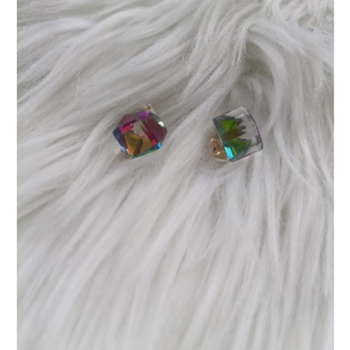 Iridescent best sale cube earrings