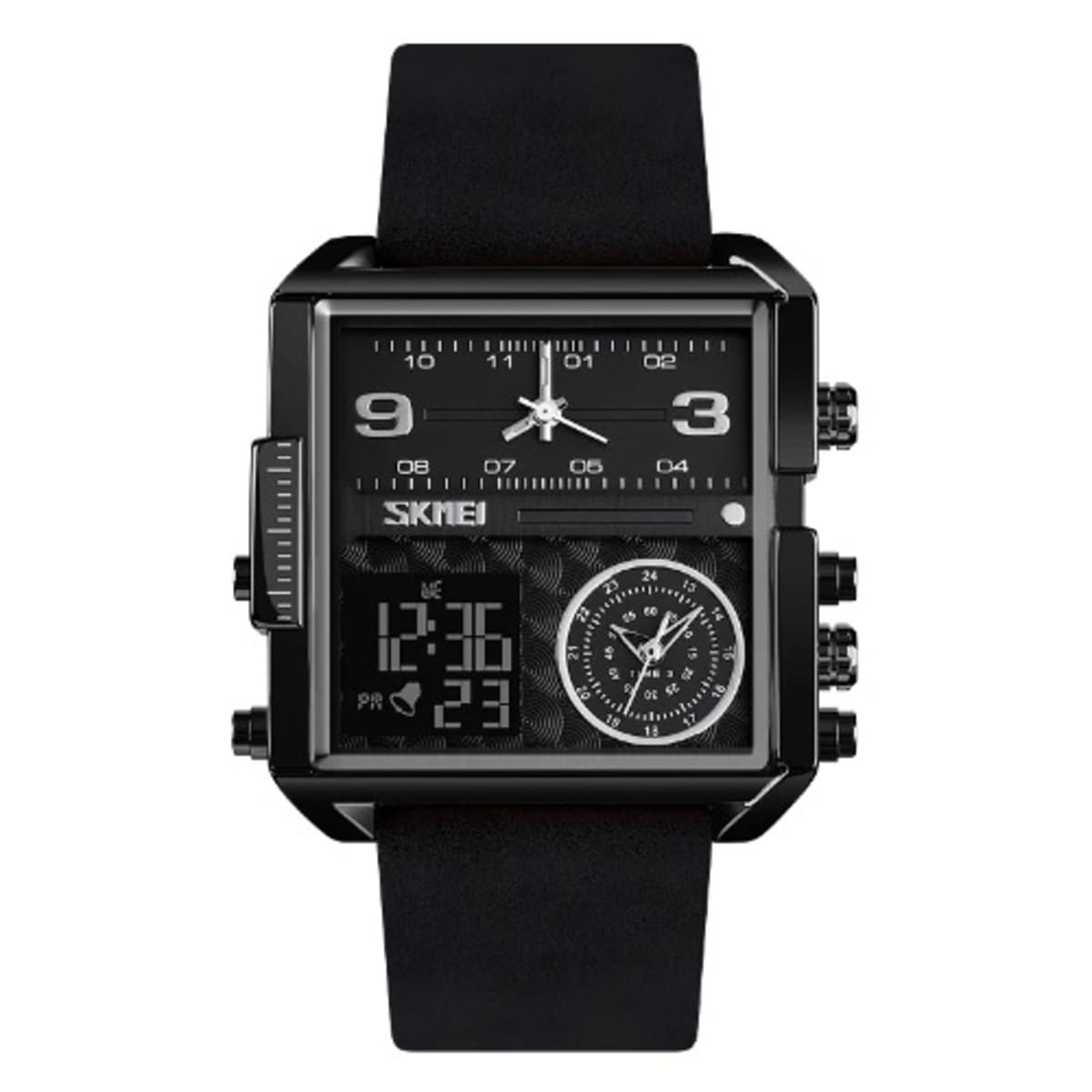 Mens watch square 2024 face leather strap