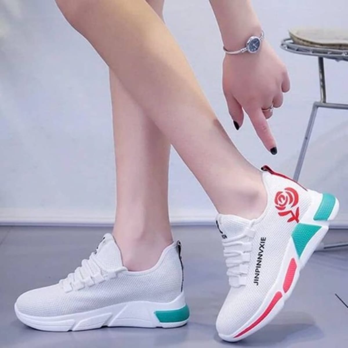 Ladies white discount fashion trainers