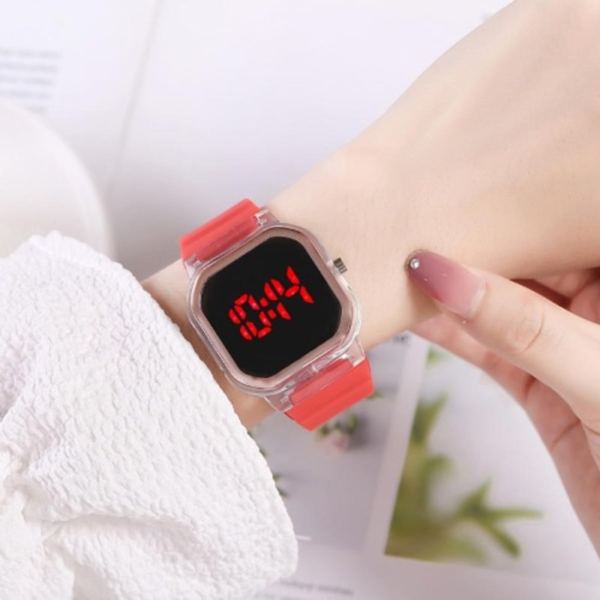 Unisex Transparent Bezel Silicone Led Watch Red Konga Online