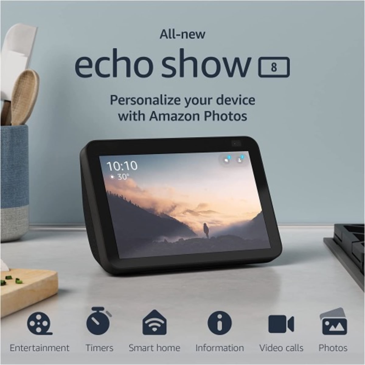 Echo Show 8 (2nd Gen, 2021 release) | HD smart display with Alexa and 13 MP  camera | Charcoal