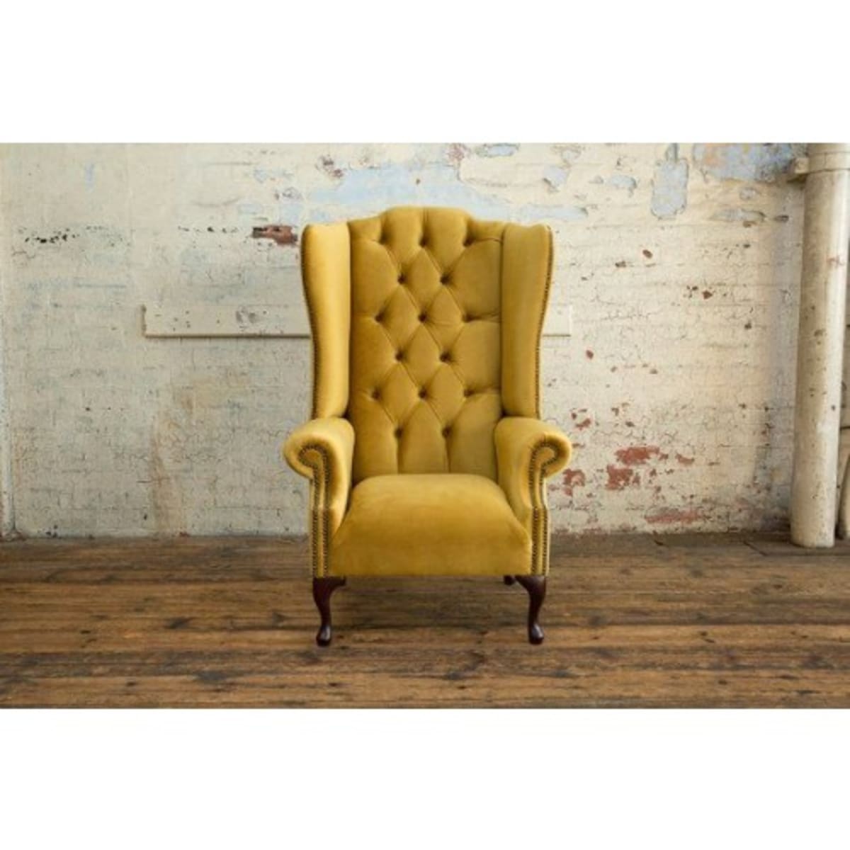 Mustard chesterfield chair sales